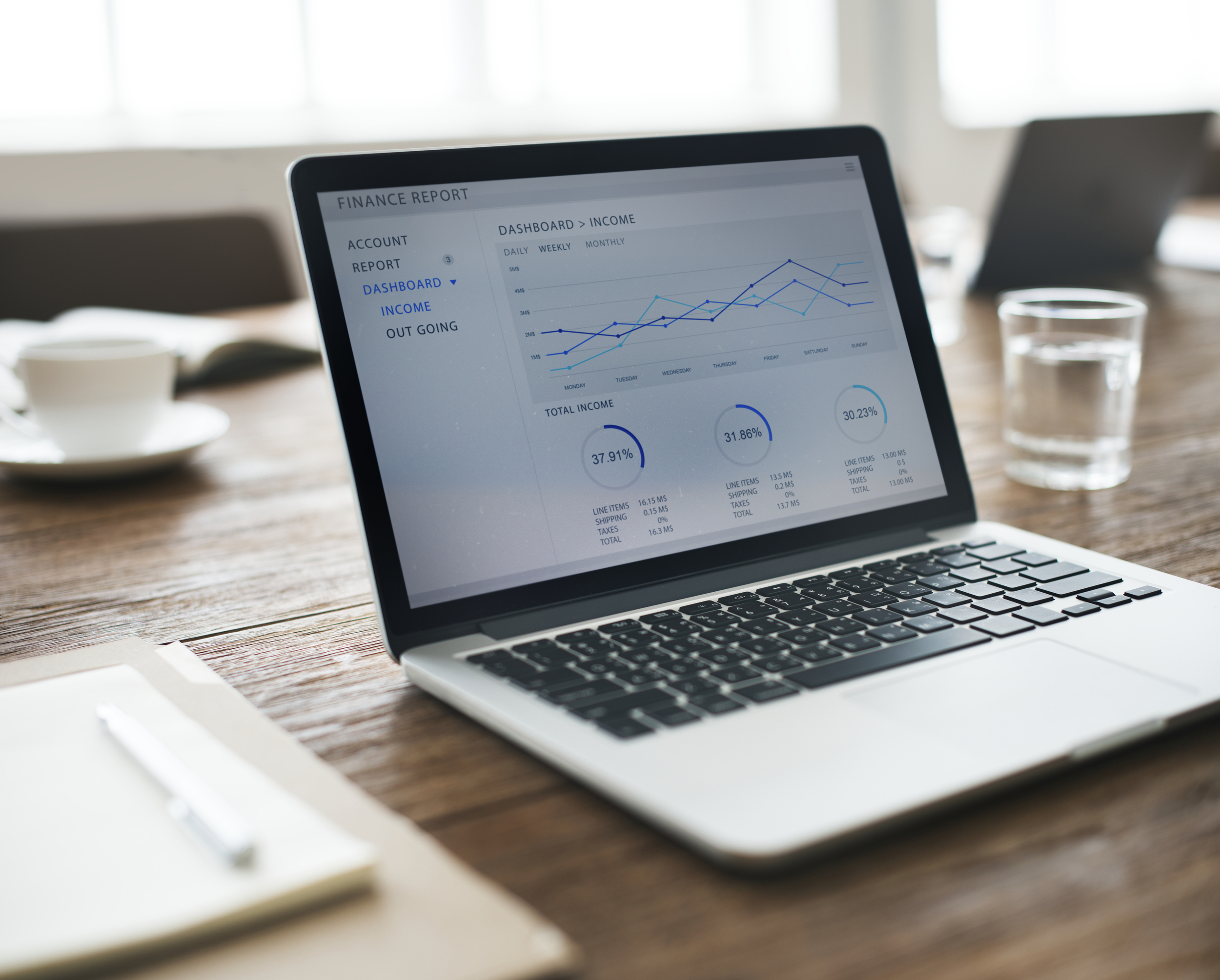 Laptop finance dashboard to track project profit more reliably